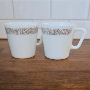 Pyrex White and Brown Vintage Mugs Classic Design